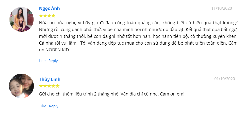 Review Cốm trí não Noben Kid có hiệu quả không? 6 Đánh giá của người dùng về sản phẩm
