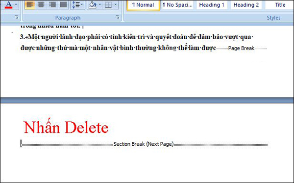 Đặt chuột ở kí tự đầu tiên và nhấn Delete Đặt chuột ở kí tự đầu tiên và nhấn Delete