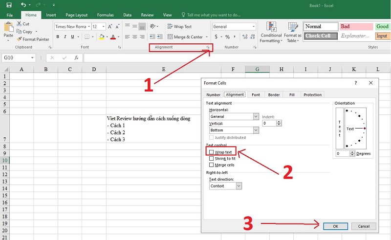 3 cách xuống dòng trong Excel đơn giản nhất 3 Chỉnh ô Format Cells để xuống dòng